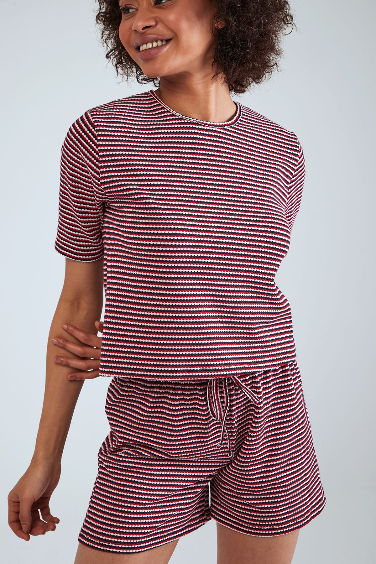 Soft Patterned Short Pyjama Set - Multi Color