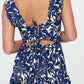 Printed Tie Back Long Dress - Day dress - navy blue