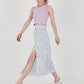 Blue Patterned Long Skirt - White