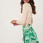Women's Patterned Linen Skirt with Frill Buckle Detail