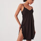 Black Lace Deep Slit Nightgown