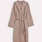 Hooded Washed Waffle Cotton Bathrobe - Beige