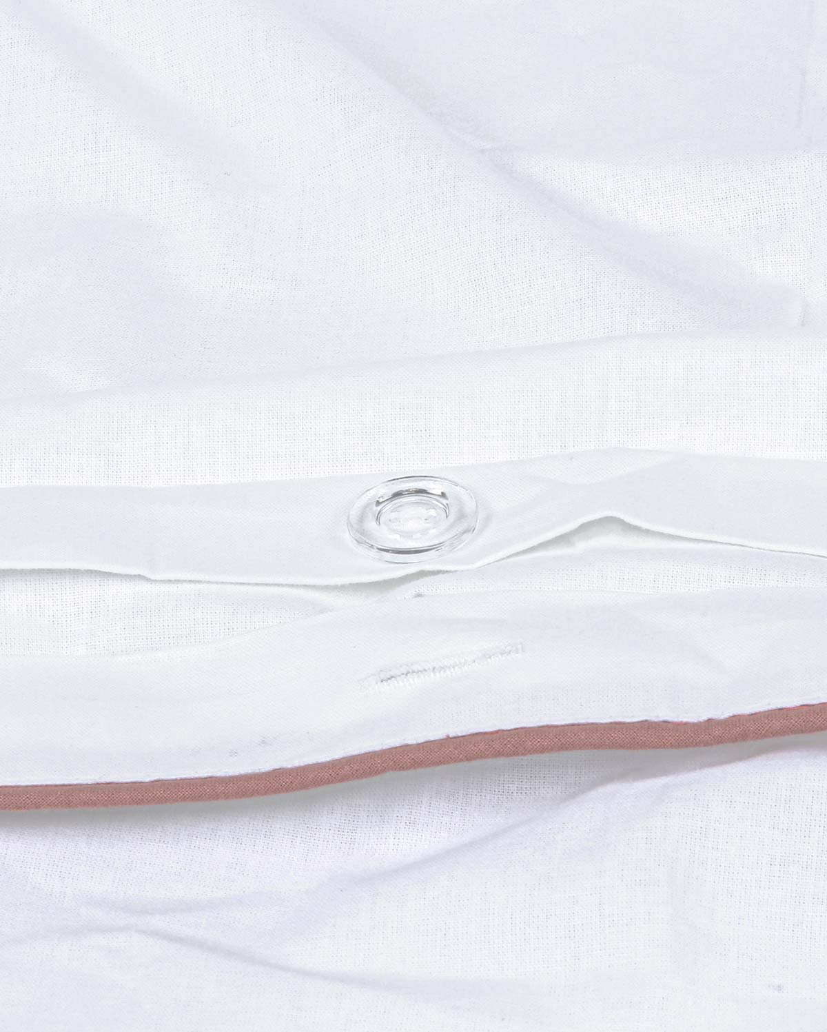 Classic Percale Duvet Cover- White with Peach Piped Edge