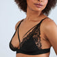 Cross Strap Lined Triangle Lace Bra Black