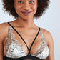Cross Strap Lined Triangle Lace Bra Black&White