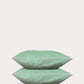 Classic Percale Pillowcase 2pcs- Jade Green with White Pipe Edge