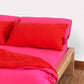 Reversible Percale Duvet Cover - Fuchsia & Red