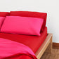 Reversible Sateen Duvet Cover - Fuchsia & Red