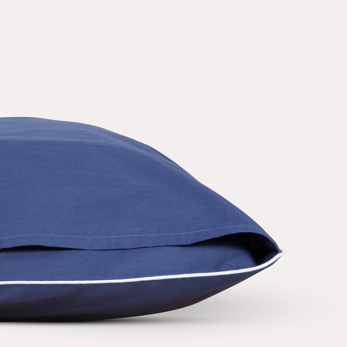 Classic Percale - Duvet Cover Set- Navy Blue with White Piped Edge