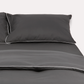 Classic Percale Pillowcase 2pcs- Anthracite with White Pipe Edge