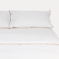 Classic Percale Duvet Cover- White with Peach Piped Edge