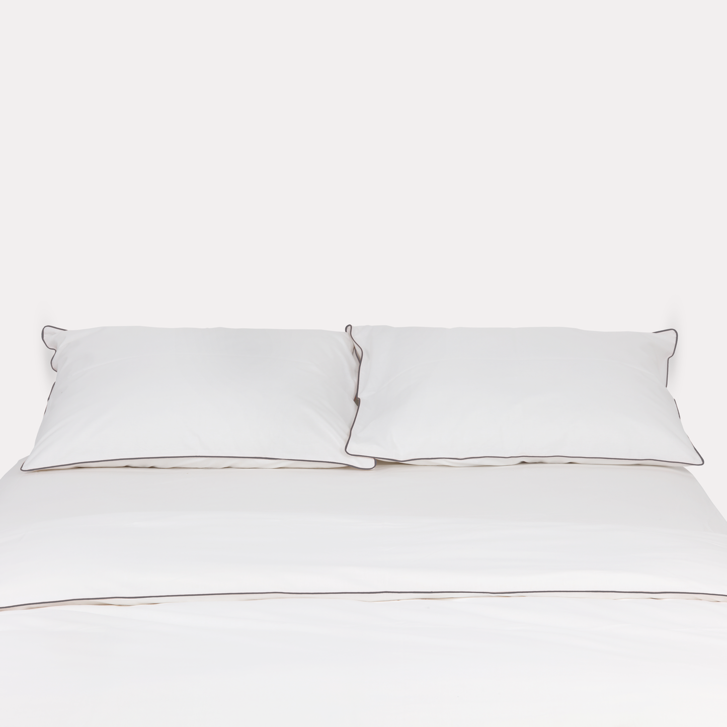Classic Percale Duvet Cover- White with Anthracite Piped Edge