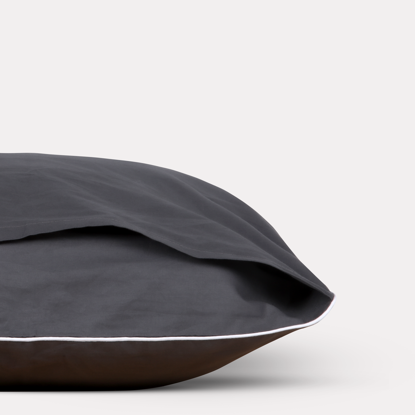 Classic Percale - Fitted Sheet Set- Anthracite with White Piped