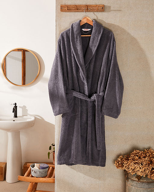 Spa Cotton Bathrobe Set 3 pcs - Dark Grey - Ocoza