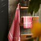 Checked Cotton Tea Towel 6 pcs - Red - Ocoza