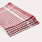 Checked Cotton Tea Towel 6 pcs - Burgundy - Ocoza