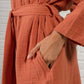 Muslin Cotton Bathrobe - Terracotta