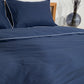 Classic Percale - Core Bedding Set - Navy Blue with White Piped Edge
