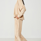 Long Sleeve Velvet Pyjama Set - Beige