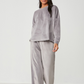 Long Sleeve Velvet Pyjama Set - Grey