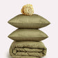 Sateen Stripe - Core Bedding Set - Oil Green & Gold