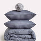 Sateen Stripe - Core Bedding Set - Dark Grey & Grey