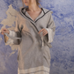 Cotton Oxford Waffle Bathrobe - Grey