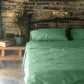 Classic Percale - Core Bedding Set - Jade Green with White Piped Edge