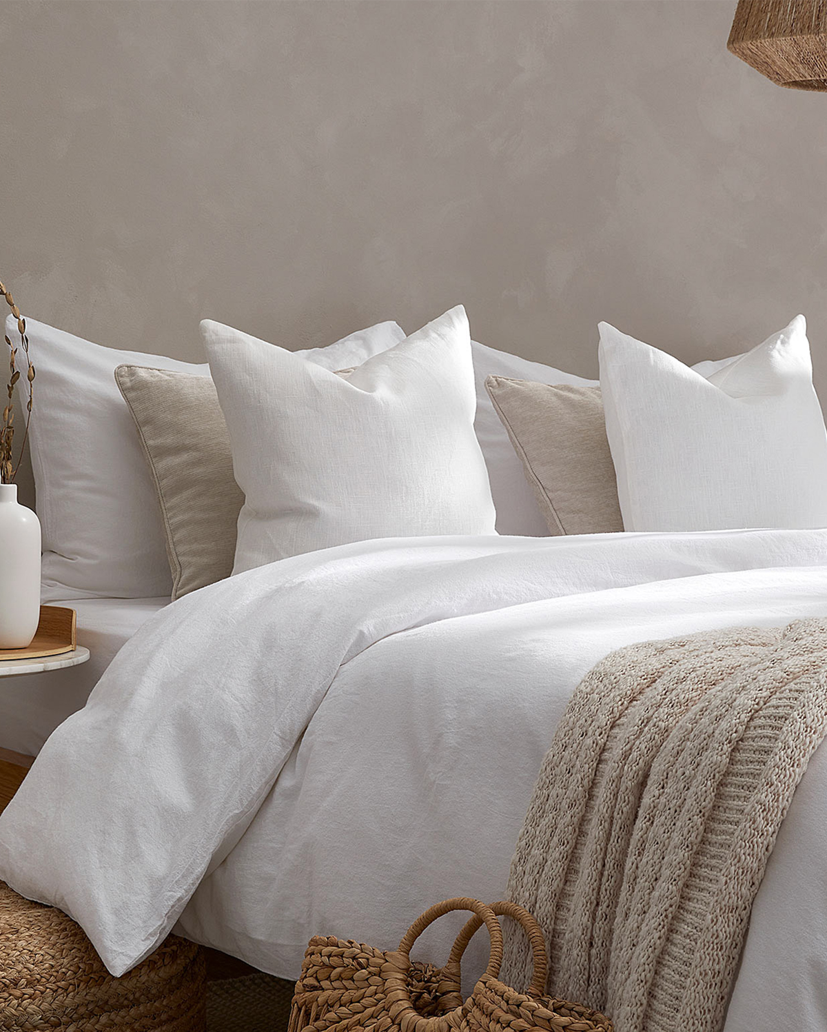 Washed Linen Duvet Cover Set - White