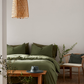 Washed Linen Duvet Cover Set - Green